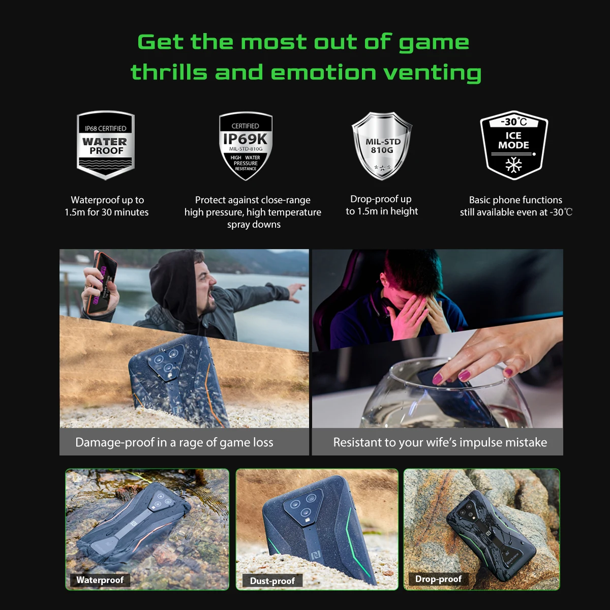 Blackview BL5000 Dual 5G Global Verison Mobile Phone 8GB+128GB 4980mAh 30W Fast Charge IP68 Waterproof Rugged Gaming Phone