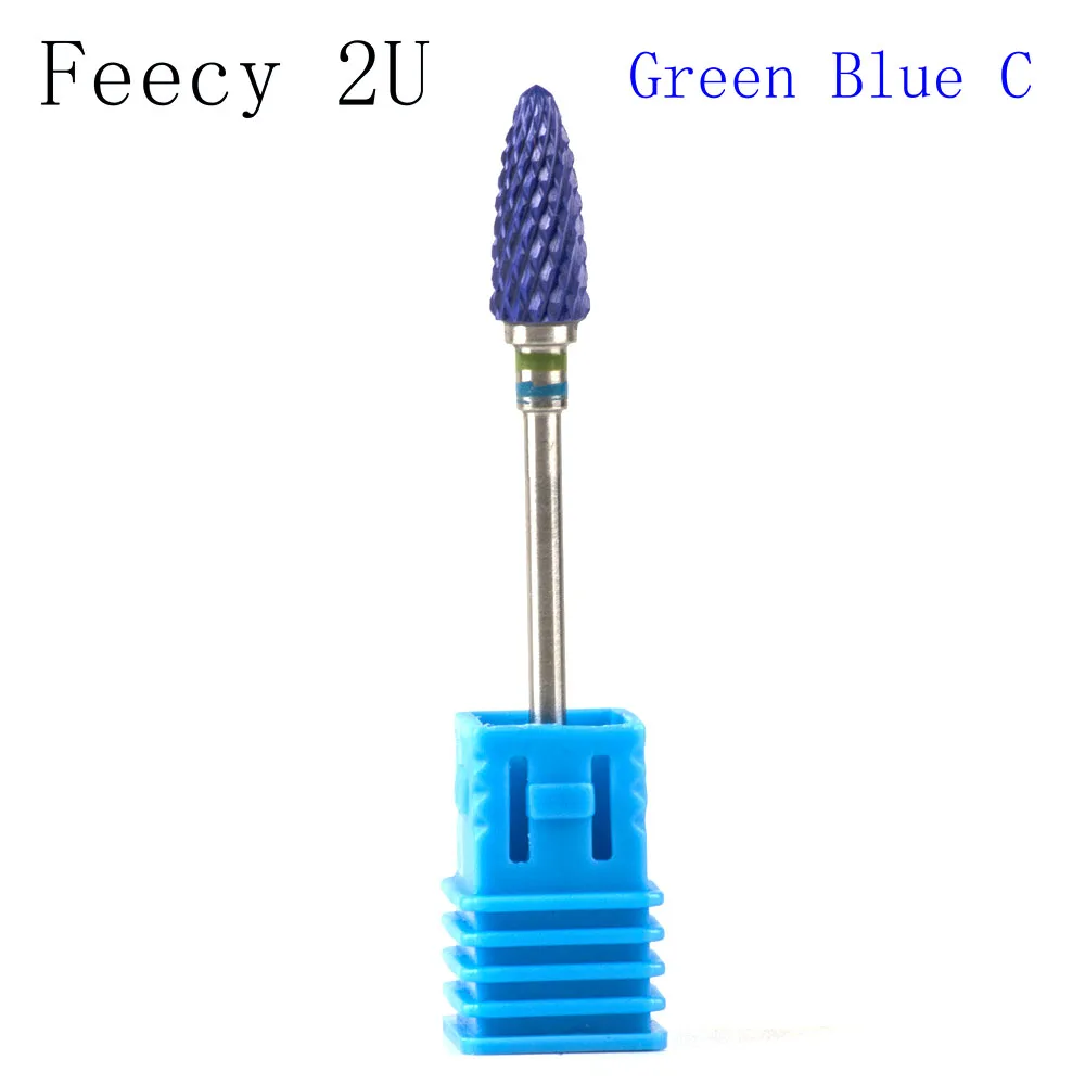 Feecy 2U Greenblue C Фрезерные керамические фрезы для ногтей, фрезы для маникюра, аксессуары для маникюрных станков, вращающиеся электрические пилки для ногтей, инструменты для дизайна ногтей - Цвет: Feecy 2U Greenblue C