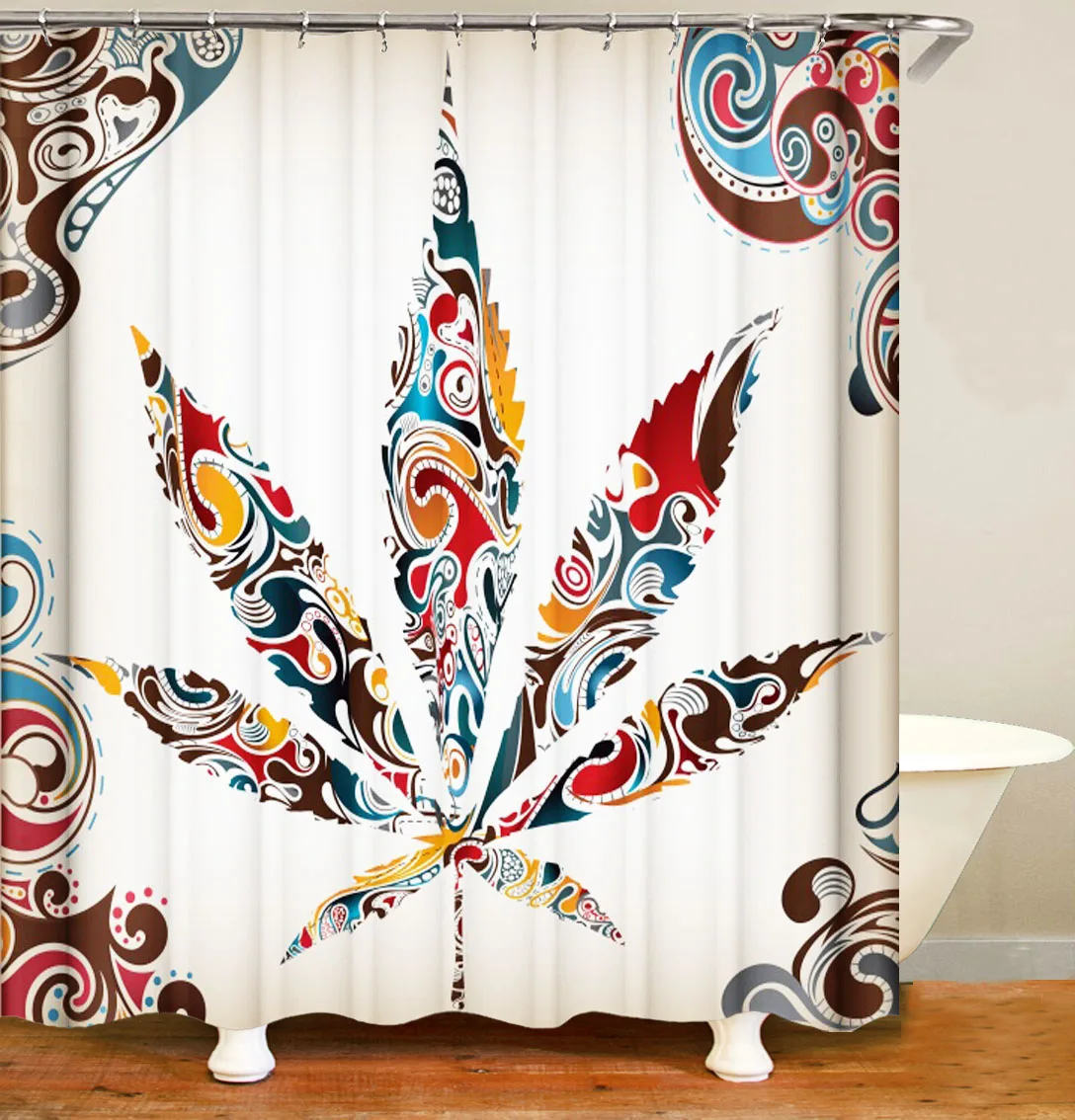 Цветная занавеска для душа в виде кленового листа набор ванной комнаты с 3d