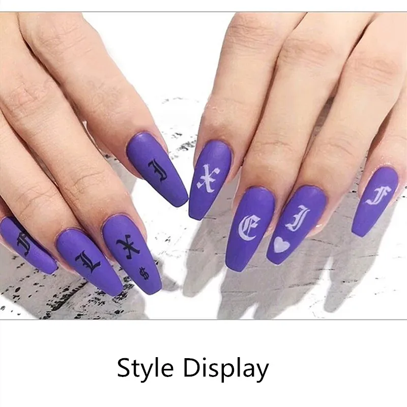 4 шт./компл. наклейки для ногтей с буквами и цифрами дизайн белые черные лазерные