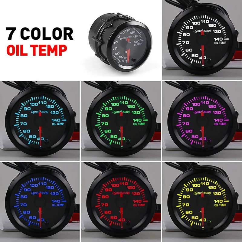 Dyno Racing 2 дюйма 52 мм 7 цветов светодиодный датчик температуры масла для автомобиля