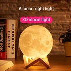 Лампа лунного света 3D печати ночника планета спальня настольная лампа зарядки 16 цветов Изменение Света дистанционный пульт светодиодный подарок лампы