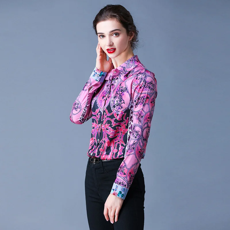 

LUKAXSIKAX 2020 New Spring Autumn Women Long Sleeve Shirt High Quality Fashion Print Runway Shirt camisa feminina