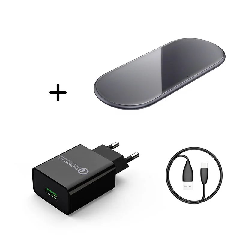 15 Вт QI Беспроводное быстрое зарядное устройство usb tpye c QC 3,0 Быстрая зарядка для iphone samsung s9 мобильный телефон airpods pro 2 SIKAI Dual 30 Вт - Тип штекера: Dual charger black
