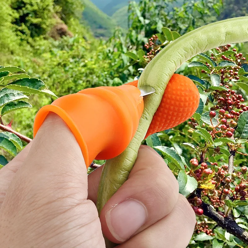 Hot Sales Silicone Thumb Knife Finger Protector Vegetable Harvesting Plant Blade Scissors Cutting Rings Garden Gloves |