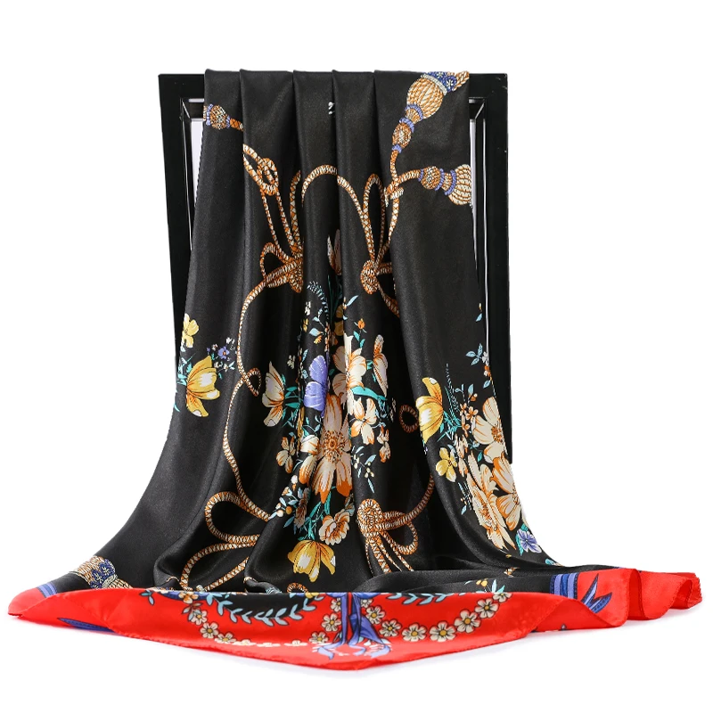 

Платок женский Шелковый, сатиновый хиджаб, квадратный, 90 х90 см