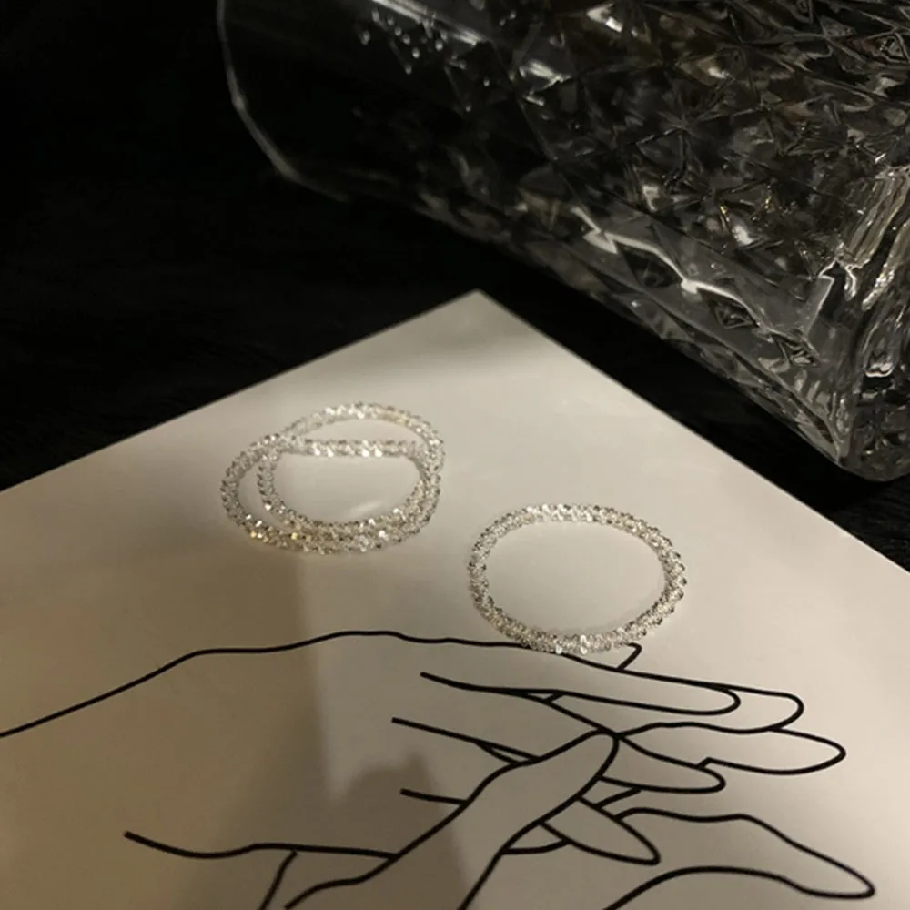 

2021 New Fashion Silver Color Sparkling Ring Simple Style Versatile Decorative Compact Index Finger Ring Women Jewelry Gifts