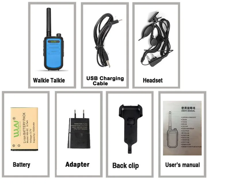 

WLN KD-C10 UHF 400-470MHz 16 Channel mini two way radio FMR PMR walkie talkie
