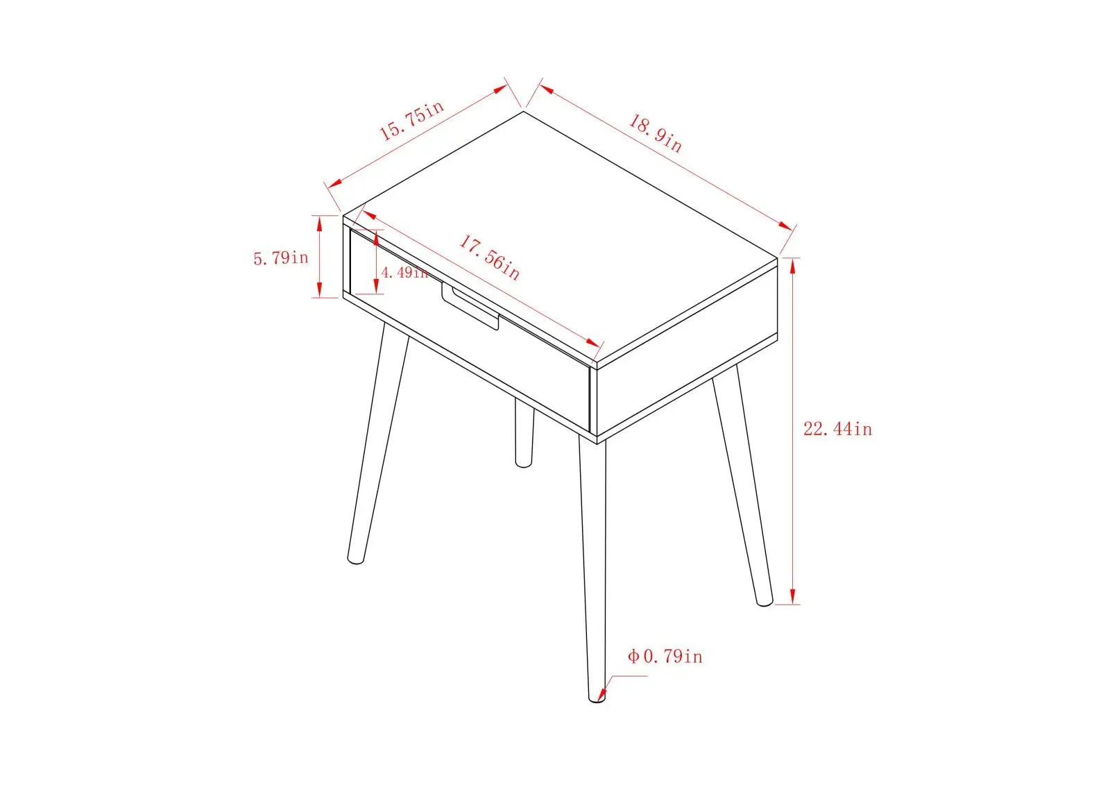 

Living Room Sofa Side End Table Small Coffee Table Bedroom Nightstand with Drawer 22.5" H
