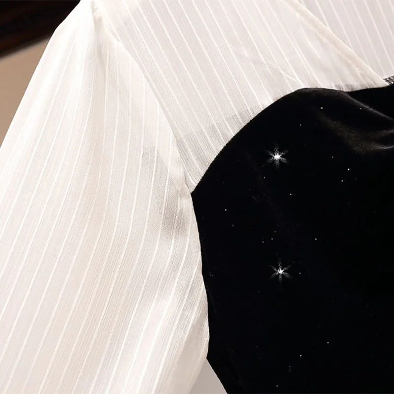 Женское элегантное бархатное платье мини с блестками вечернее трапеция длинным