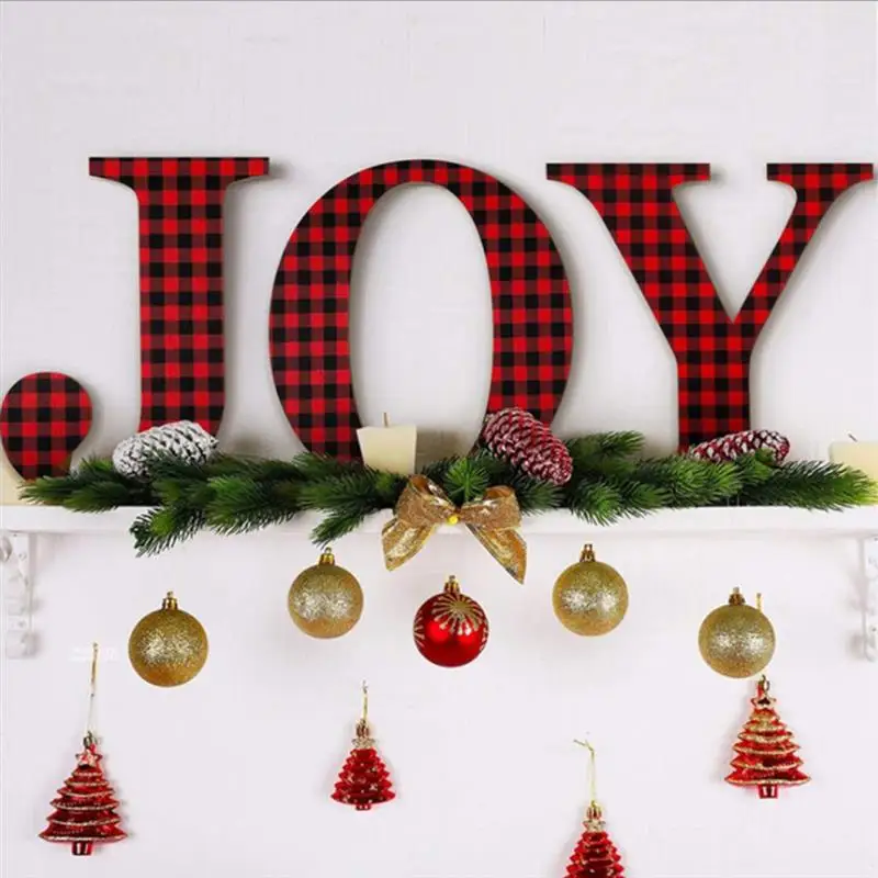 Christmas Joy Table Decoration Mantel Fireplaces Letter Sign Wood Decorations For Home #20 | Дом и сад
