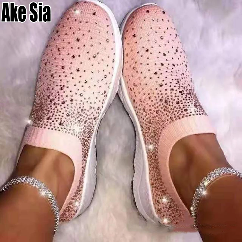 Осенняя обувь для женщин Модная трикотажная сетчатая без застежки лоферы на