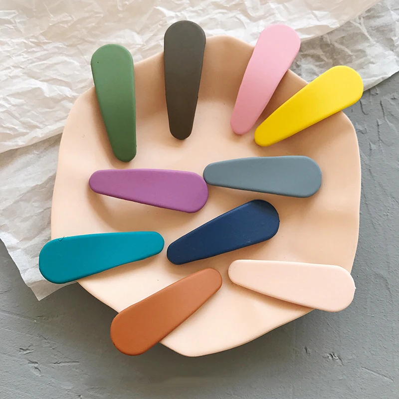 

Women Solid Color Candy Color Matte Mini Hair Clip Water Drop Barrette Girl Hairpins Hairgrips Small Frosted Hair Clip