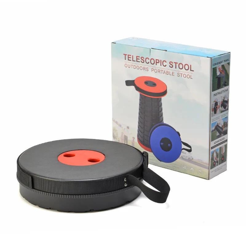 

Retractable Folding Stool for Camping Fishing Height Adjustable Portable Plastic Collapsible Telescoping Stool Seat Chair 26X7CM