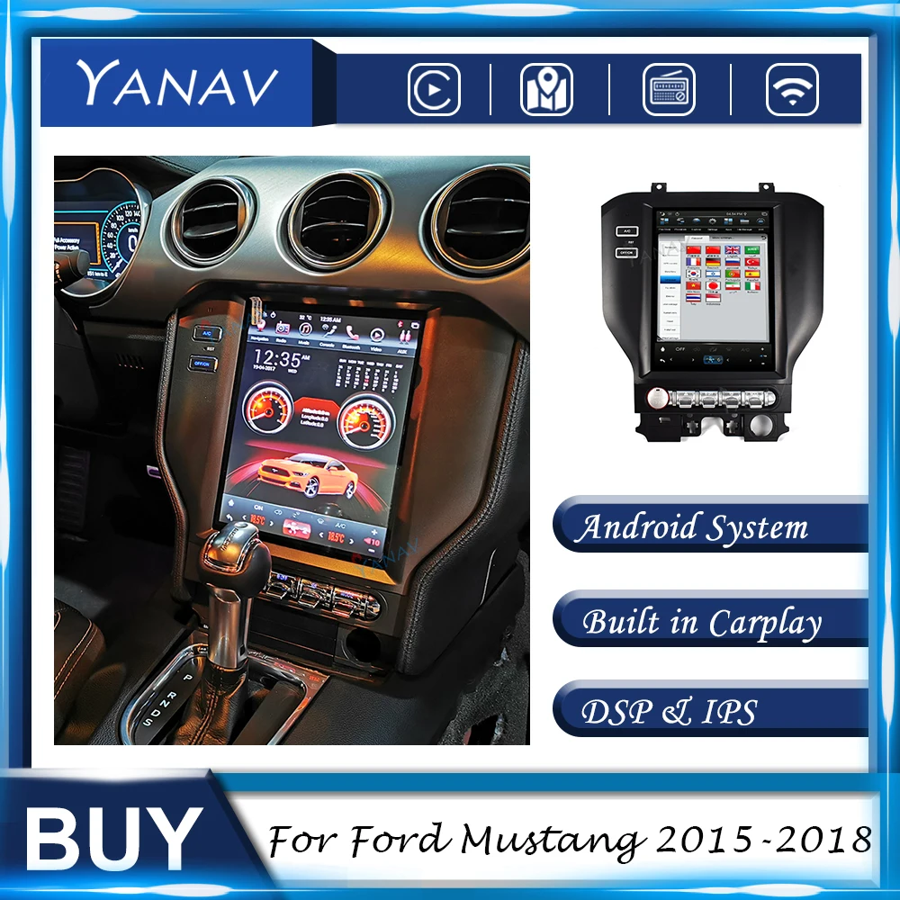 

Car Radio Android 2 DIN For Ford Mustang 2015-2018 GPS Navigation Auto Stereo Audio Multimedia MP3 Player with Carplay Head Unit