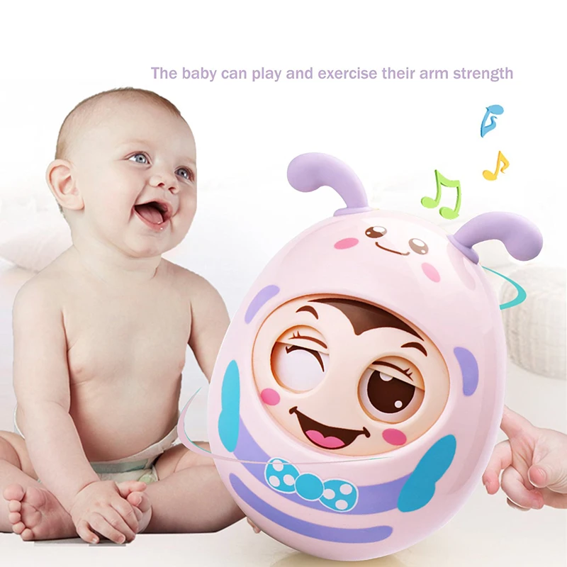 

Baby Rattles Mobile Doll Bell Blink Eyes Tumbler Roly-poly Silicon Teether Toy Fun For Newborns Gift Baby 0-12 Months Toys