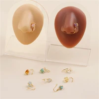 natural crystal stone copper wire nose cuff spiral fake piercing nose ring 2022 trend punk ear clip jewelry