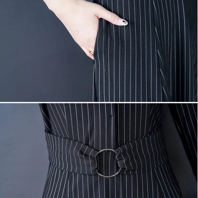 Женское платье-рубашка с длинным рукавом в полоску | Женская одежда