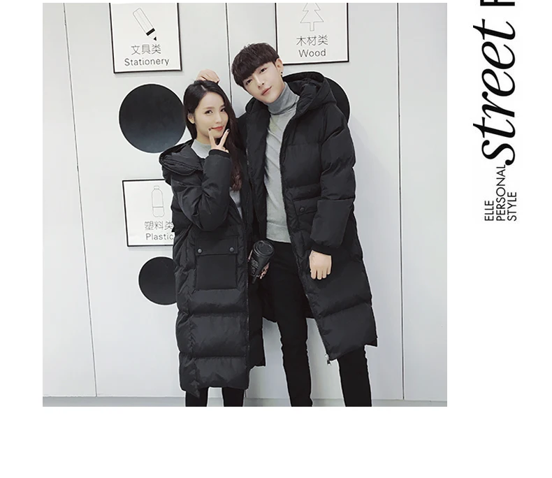 Couples Korean Slim men and women models over knee thickening long down jacket coat cotton men's cotton jacket winter Parkas