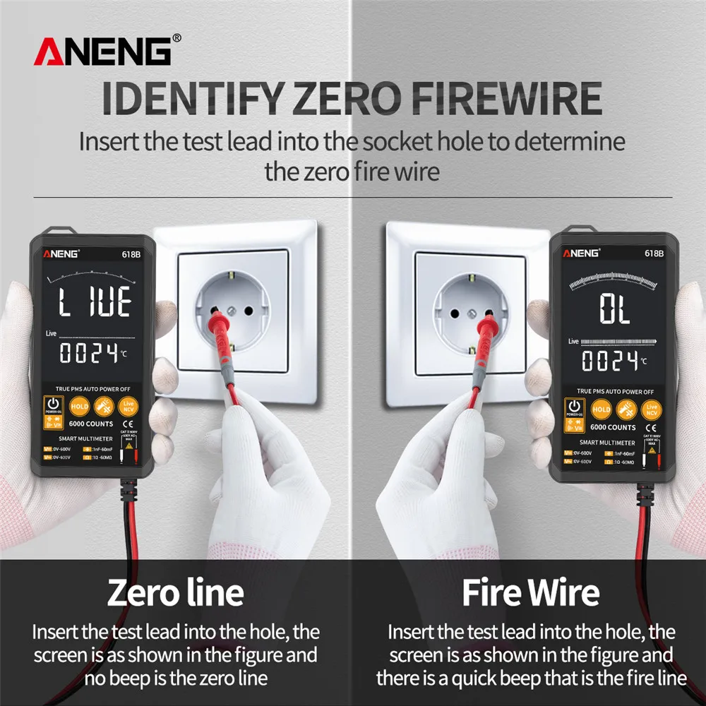 Цифровой мультиметр ANENG 618B Touch DC/AC профессиональный Аналоговый тестер измерение