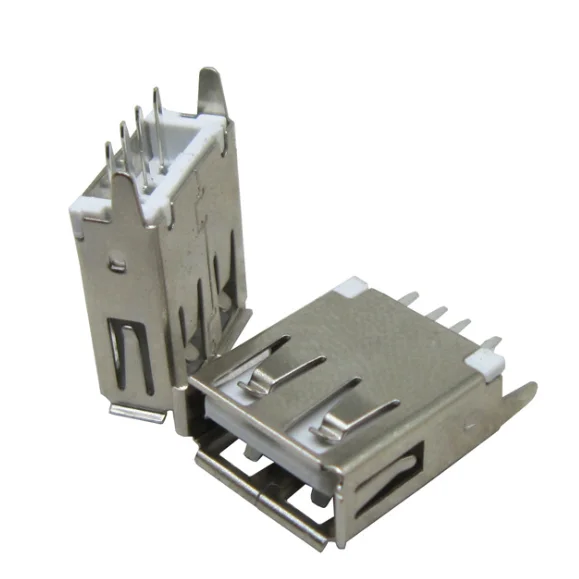 

10pcs/batch USB port 2.0 female warped edge A type 4-pin charging plug 180 crimping charging plug socket connector cable adapter