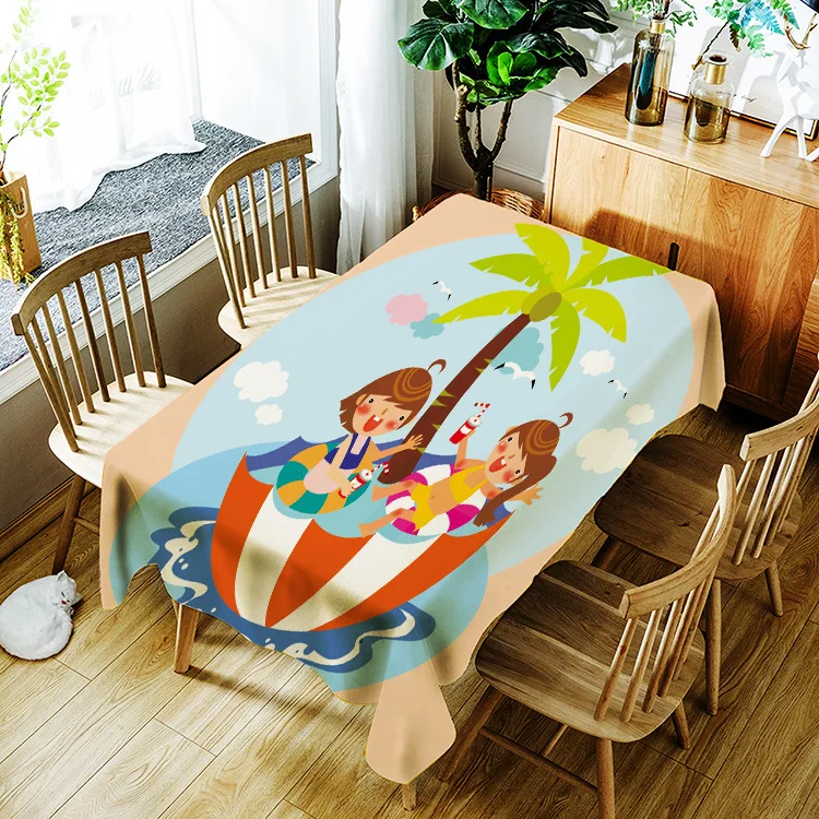 

Printed cartoon cute animal washable decorative household waterproof tablecloth