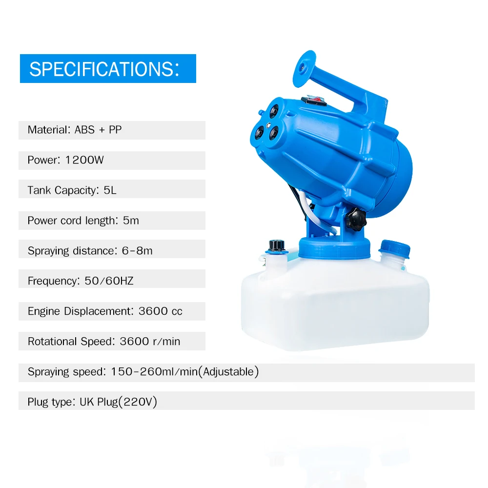 Электрический ULV Fogger портативный ультра низкий объем Мелкодисперсный