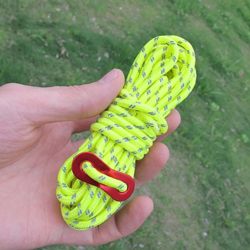 4m Reflective Paracord Outdoor Camping Tent Wind Rope 4mm Sun Shelter Awning With Aluminum Alloy Buckle | Спорт и развлечения