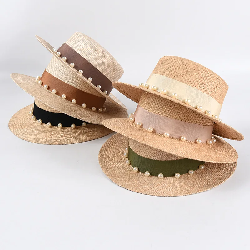 Шляпа USPOP соломенная летняя с широкими полями жемчугом | Аксессуары для одежды