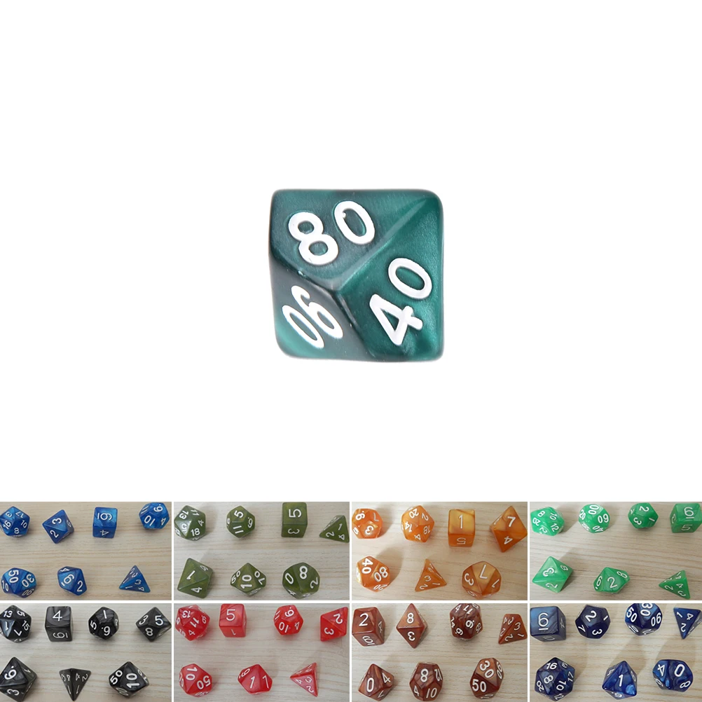 7 шт. D10 многогранные драгоценные кости для RPG Подземелья и Драконы DND D & игры набор