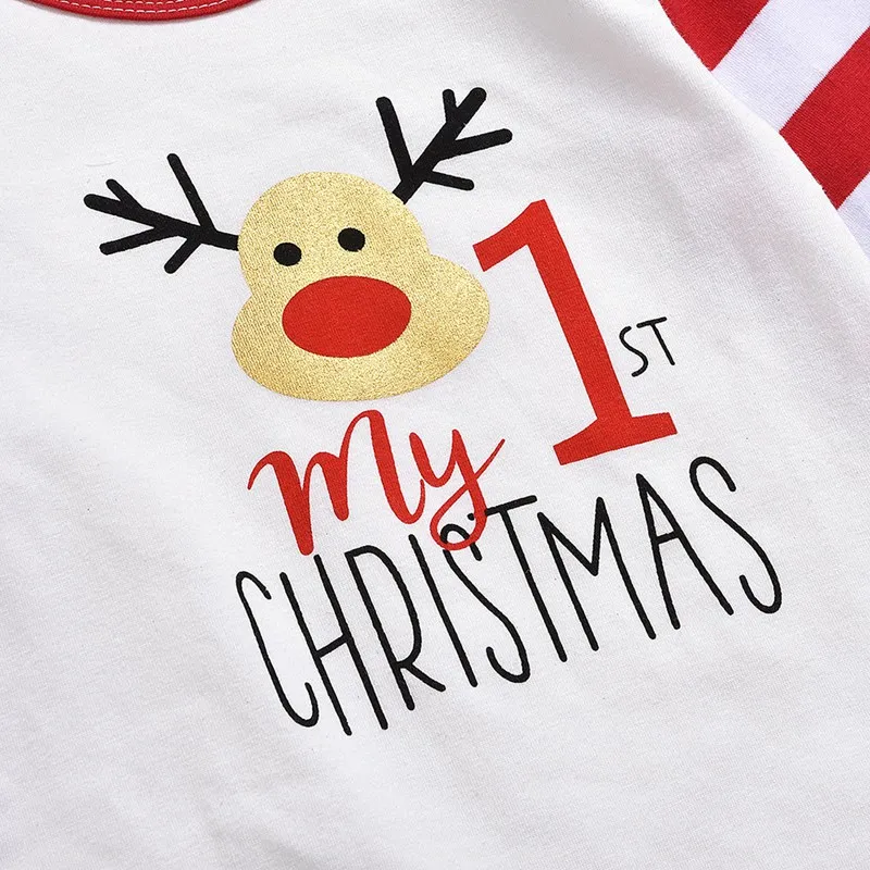 

Christmas Toddler Infant Newborn Leotard Baby Clothes Cotton Baby Cartoon Striped Printing Long Sleeve Underwear Kids Bodysuits