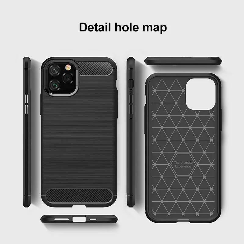 Для iPhone 11 Pro Max чехол из углеродного волокна матовый противоударный мягкий ТПУ для