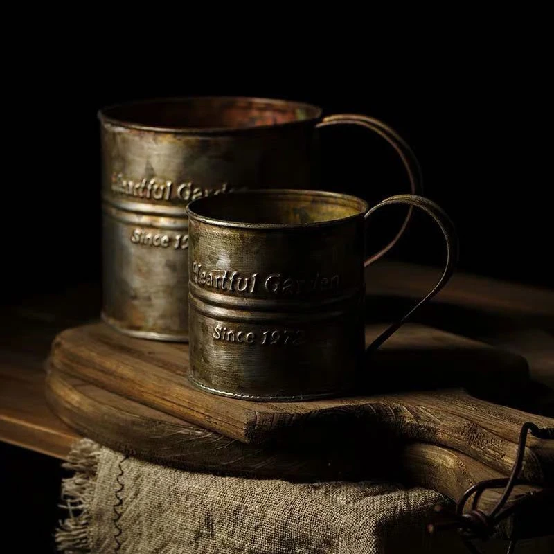 Посуда для напитков KINGLANG в стиле ретро винтажное ведро с железными цветами чашка