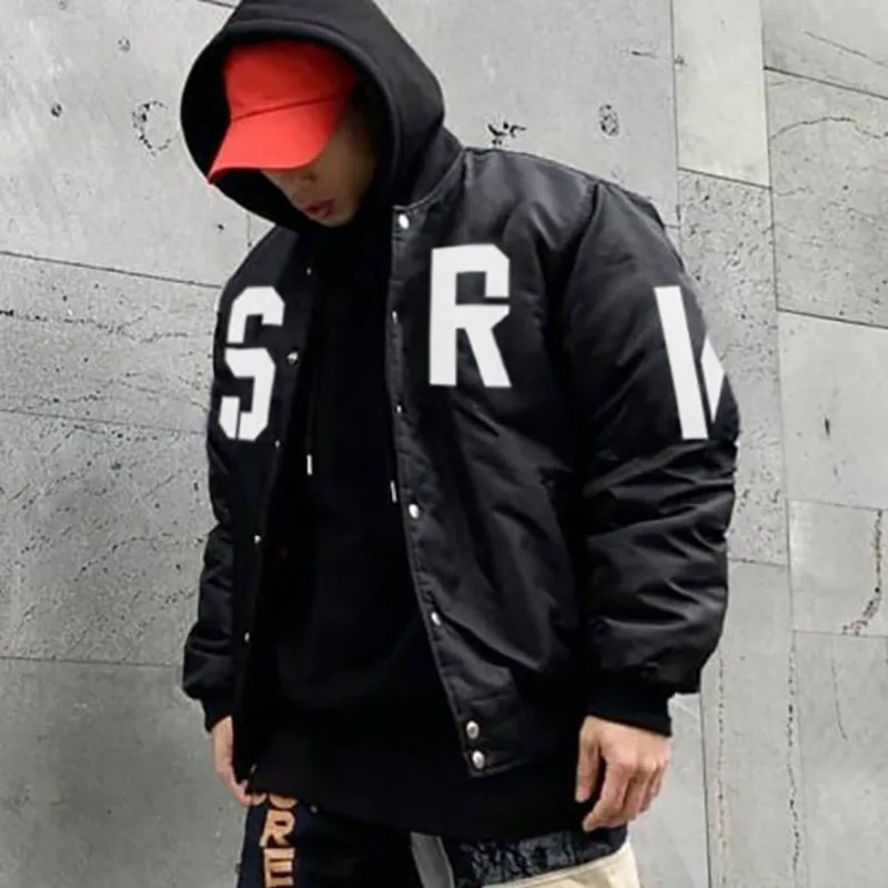 

2021 new jacket loose men's bomber jacket men's casual hip hop baseball collar print fashion jacket smooth jacket streetwear