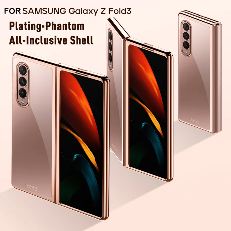 

Coque Z Fold 3 5G Phone Case For Samsung Galaxy Z Fold 3 Case Shockproof Armor Shell Luxury Plating Transparent Protector Cover