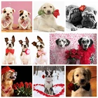 5D алмазная живопись, вышивка в виде собак на День святого Валентина, картина стразы, мозаика, вышивка крестиком, ручная работа, подарок, украшение для дома