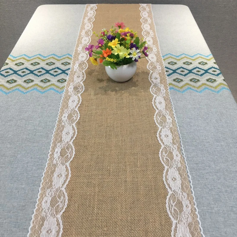 Винтажный льняной настольный бегун натуральные бегуны из мешковины для