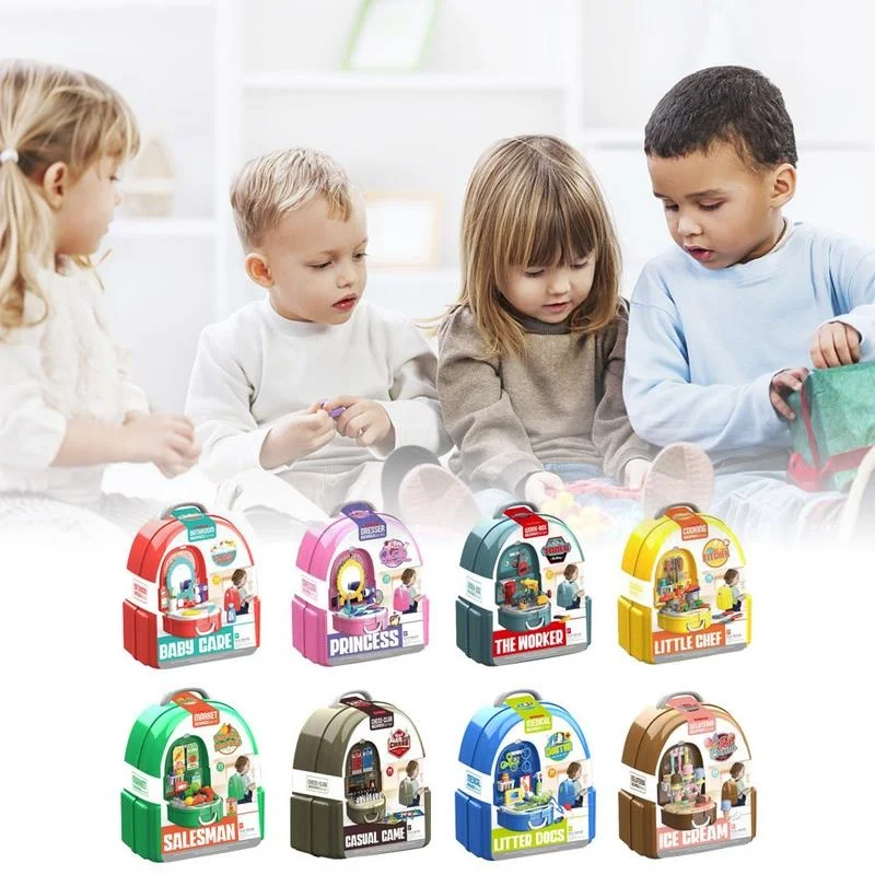 

New Toothbrush Tool Kitchen Tableware Play Children's Simulation Jewelry Dressing Table Set House Backpack Box Toys For Kids Toy