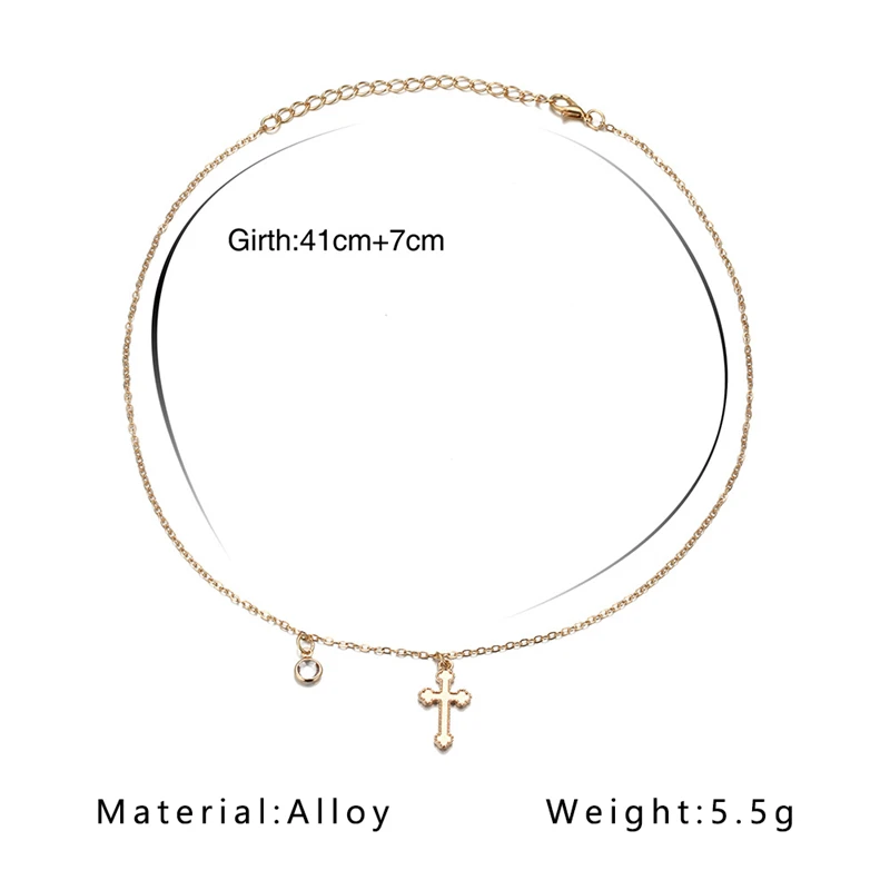 

Bacolod Cross Round Women's Chain Necklace Classic Gold Color Party Birthday Jewelry&Accessories Female Long Pendant Necklaces