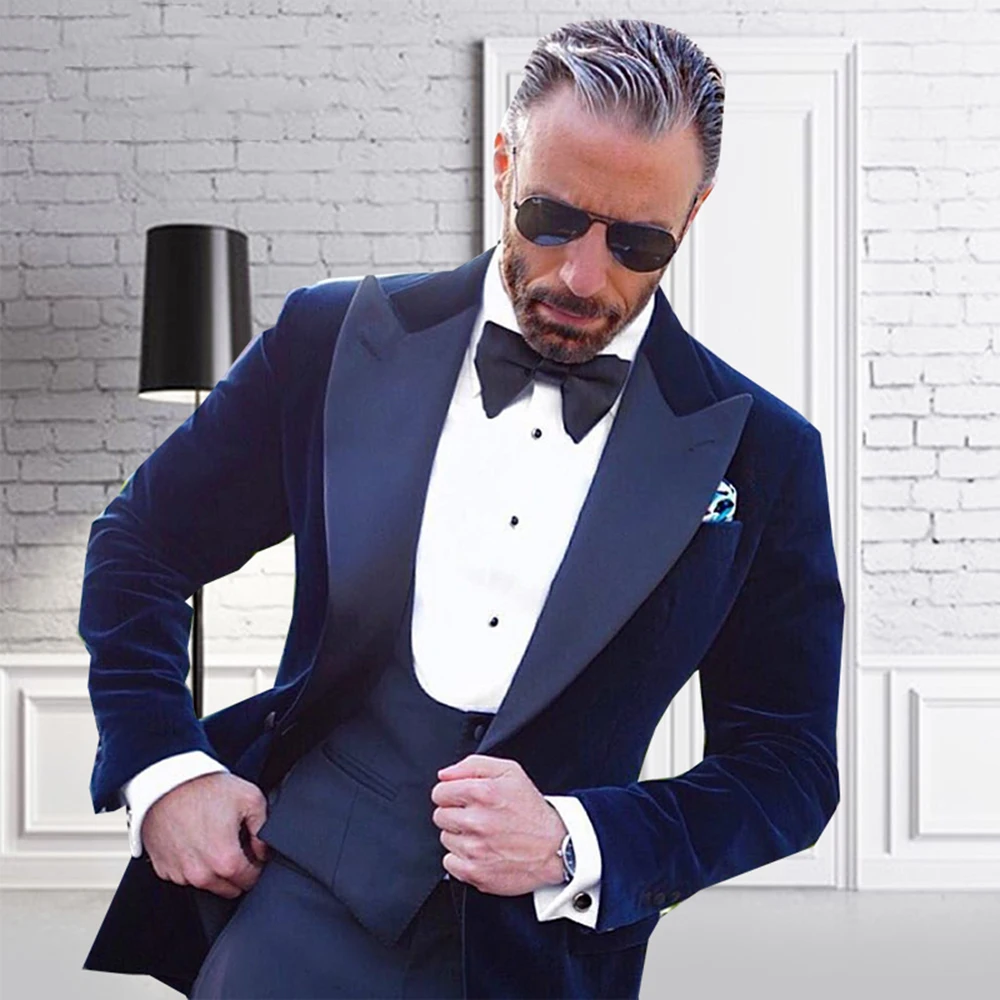 Черный бархатный блейзер с отложным воротником и шалью пальто жилет брюки для