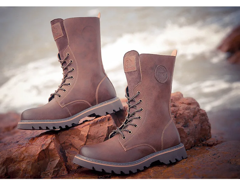 winter Retro genuine Leather Martin boots men shoes quality Hiking boots sports sneakers man lace up boots men footwear