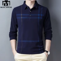 miacawor new autumn winter warm polo shirts men thick long sleeve tee shirt homme slim fit camisa polo men clothing t970