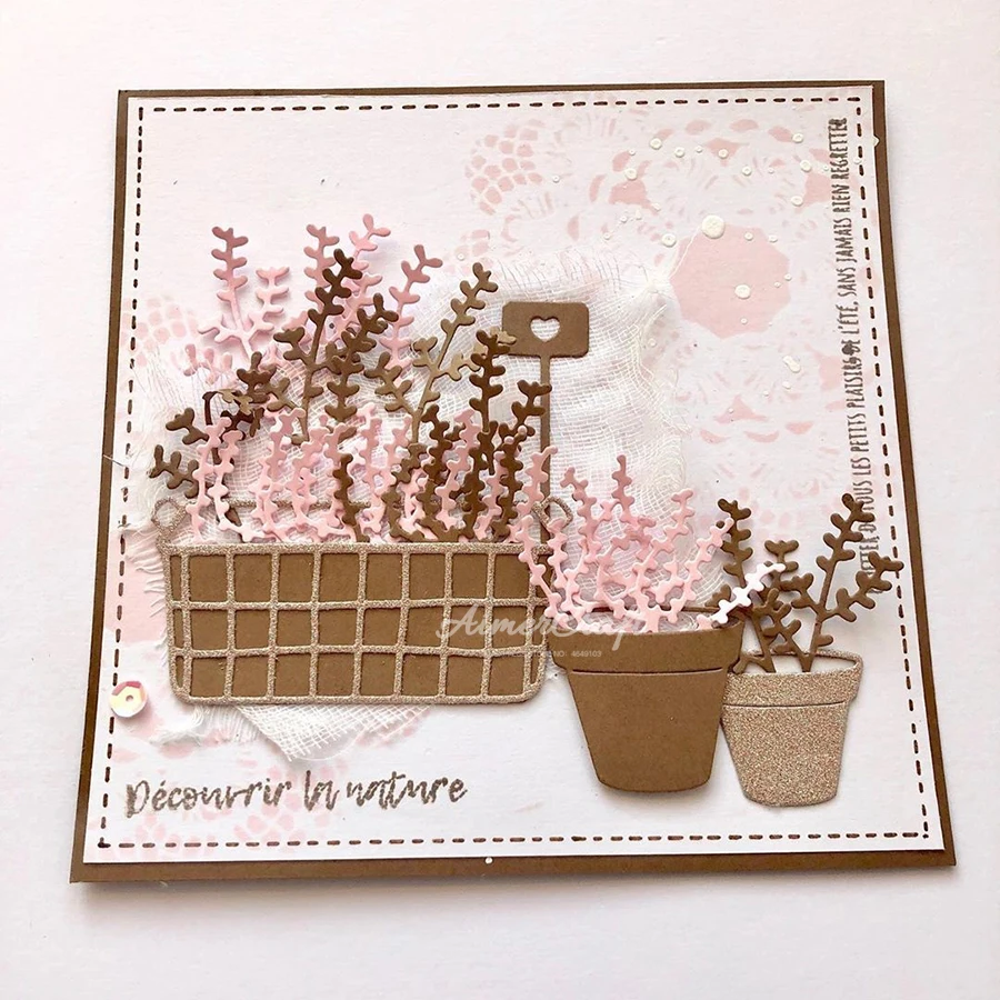 Металлический трафарет для высечки растений в горшке скрапбукинга сделай сам