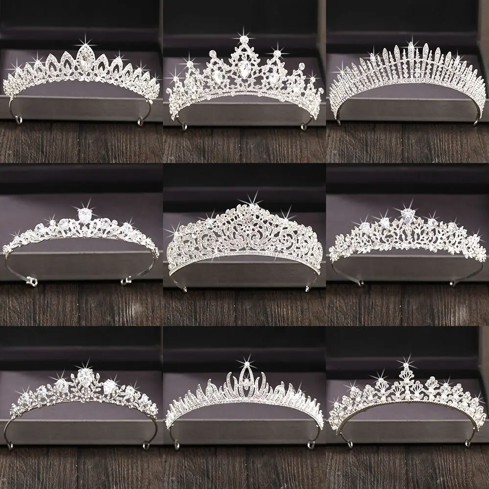 

Silver Color Rhinestone Crown and Tiara Wedding Hair Accessories For Women Bridal Tiara Hair Crown Wedding Crown Headpiece