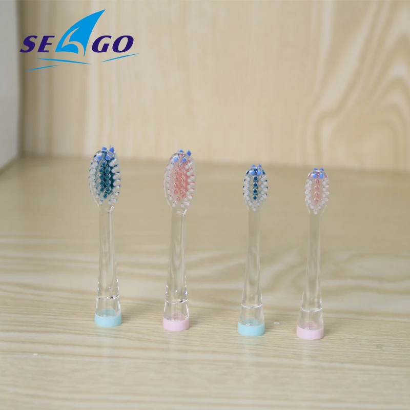 SEAGO 4 шт./компл. Детская электрическая зубная щетка головки зубная щетка сменная насадка для зубной щетки для SG977 SG677 sg513 мягкая щетина 4 цвета - Цвет: blue