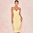 Женское облегающее платье-Русалка WillBeNice, черное Бандажное платье миди с V-образным вырезом, в стиле Звезд, для клуба и вечевечерние, большие размеры, XL