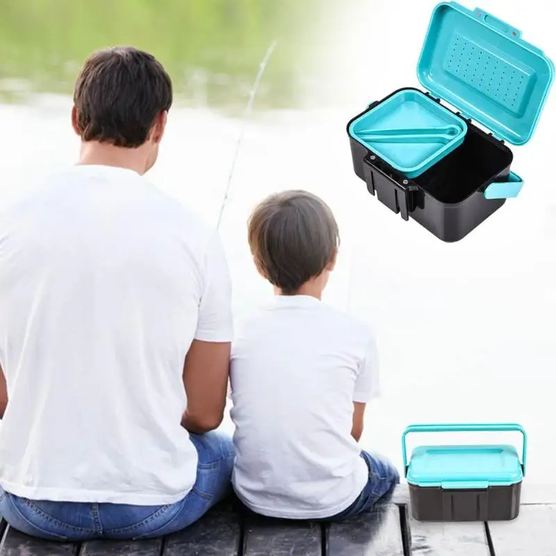 

LEO Hanging Lumbar Live Bait Box Fishing Bait Storage Box ABS Ultra Light Double Portable Fishing Box Fishing Accessories