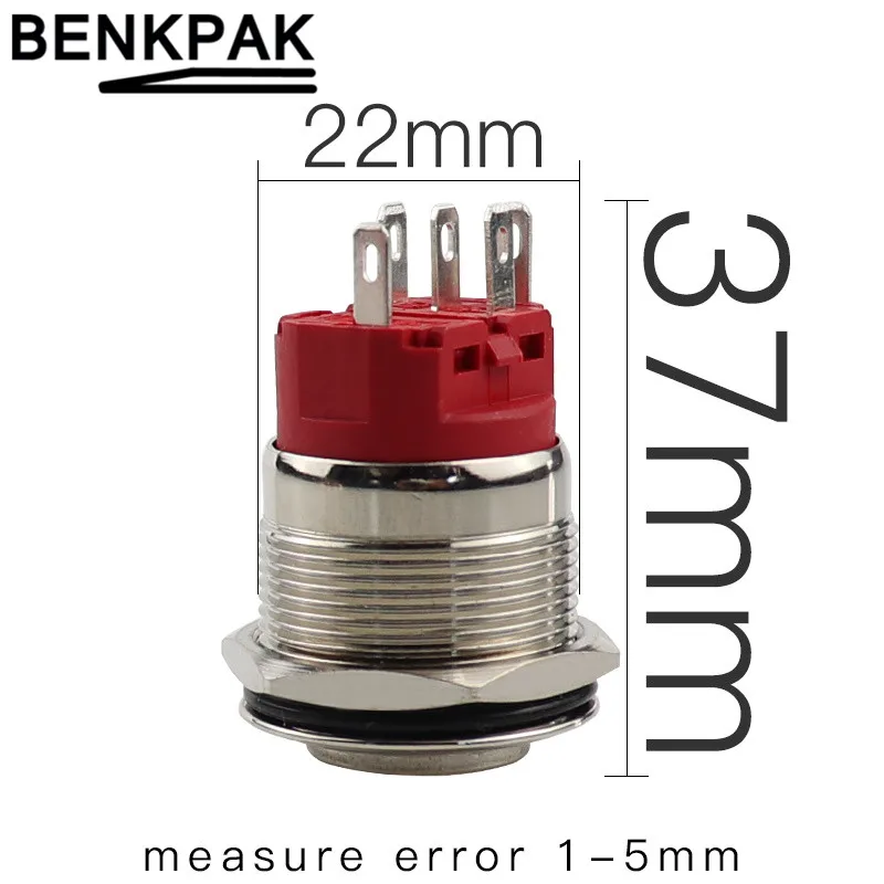 Светодиодная лампа в металлическом корпусе 22 мм с кнопкой включения и запуска