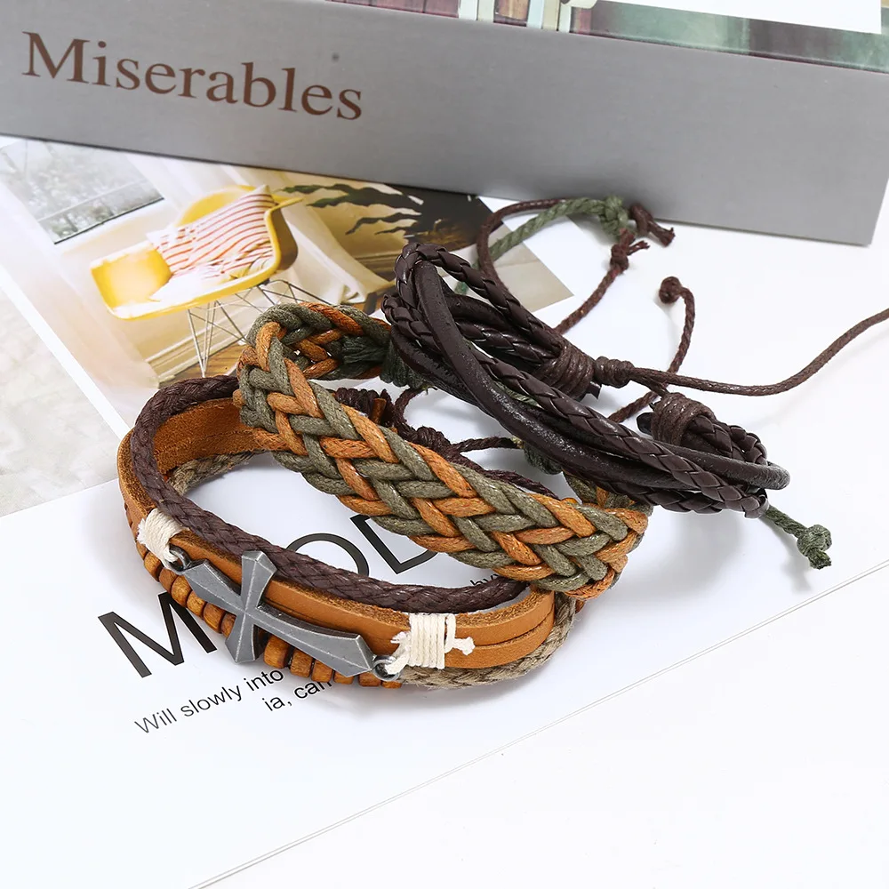 Модный Крест Браслет DIY Стиль винтажные кожаные ювелирные изделия по оптовой