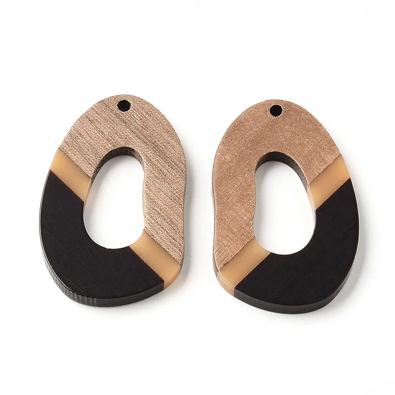 

10PC Oval Splicing Earrings Accessories Natural Wood & Resin Splicing Hand Made DIY Making Charms Jewelry Findings Components